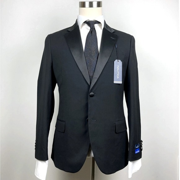 Nautica Mens Modern fit Tuxedo Jacket 38S Black‎ Stretch E121847
